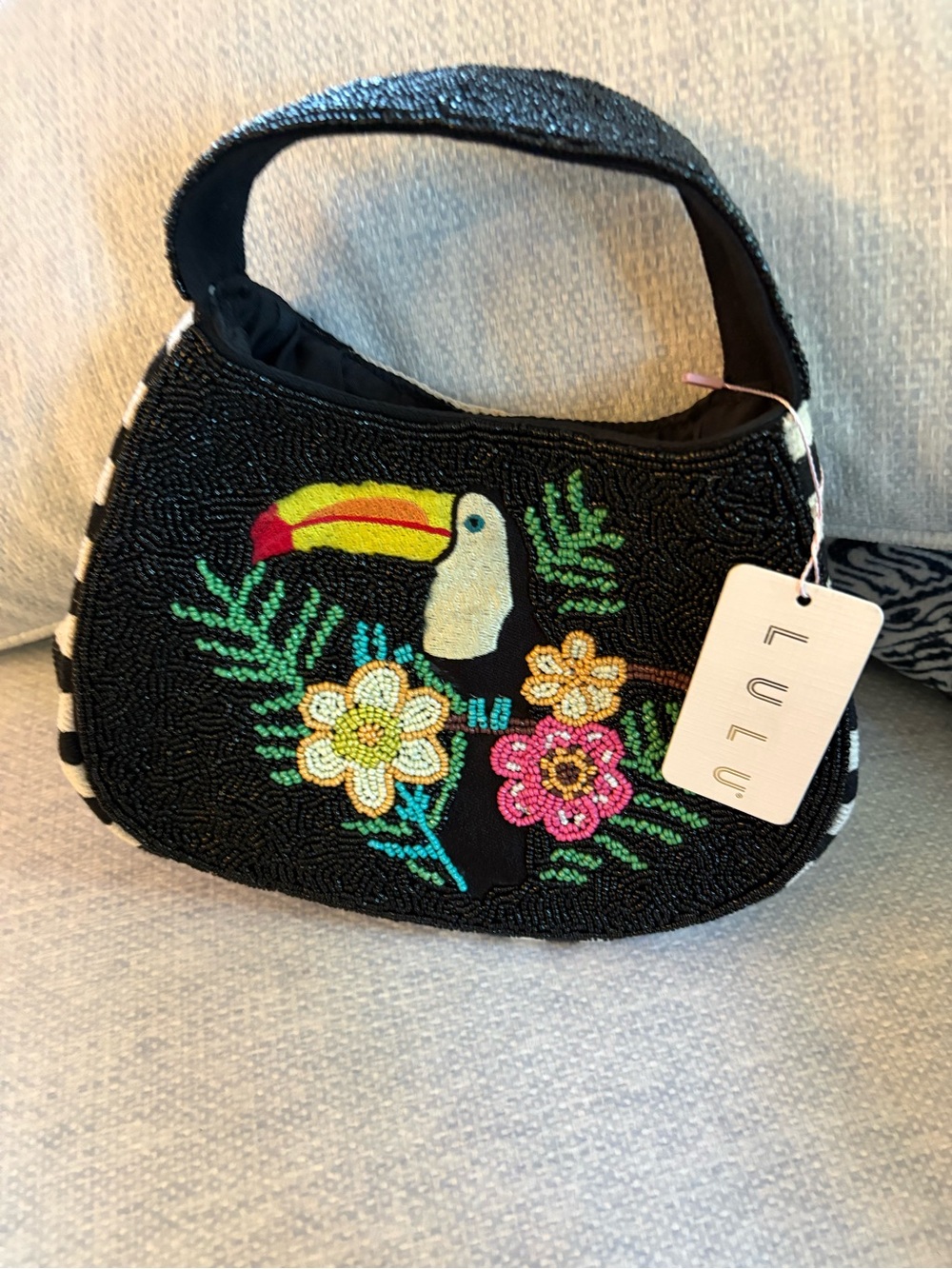 Lulu athletica Beaded Black Toucan Shoulder Bag - Black